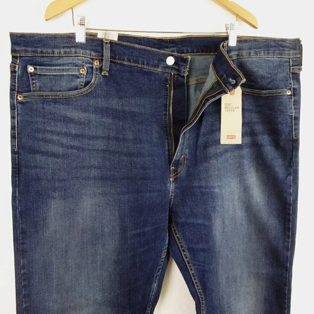 Levi's 502 Taper Jeans Big Men's Size 48x34 Blue Stretch Denim Regular Fit